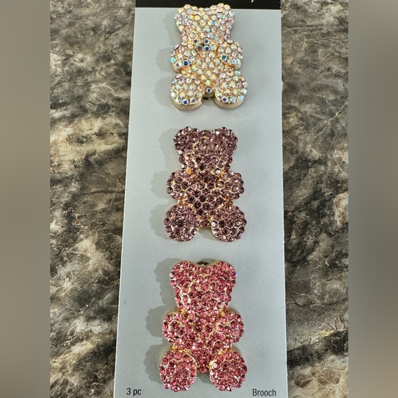 Metal Gallery Teddy Bear Dazzling Rhinestone Brooches Pink Purple & Iridescence - Picture 2 of 2